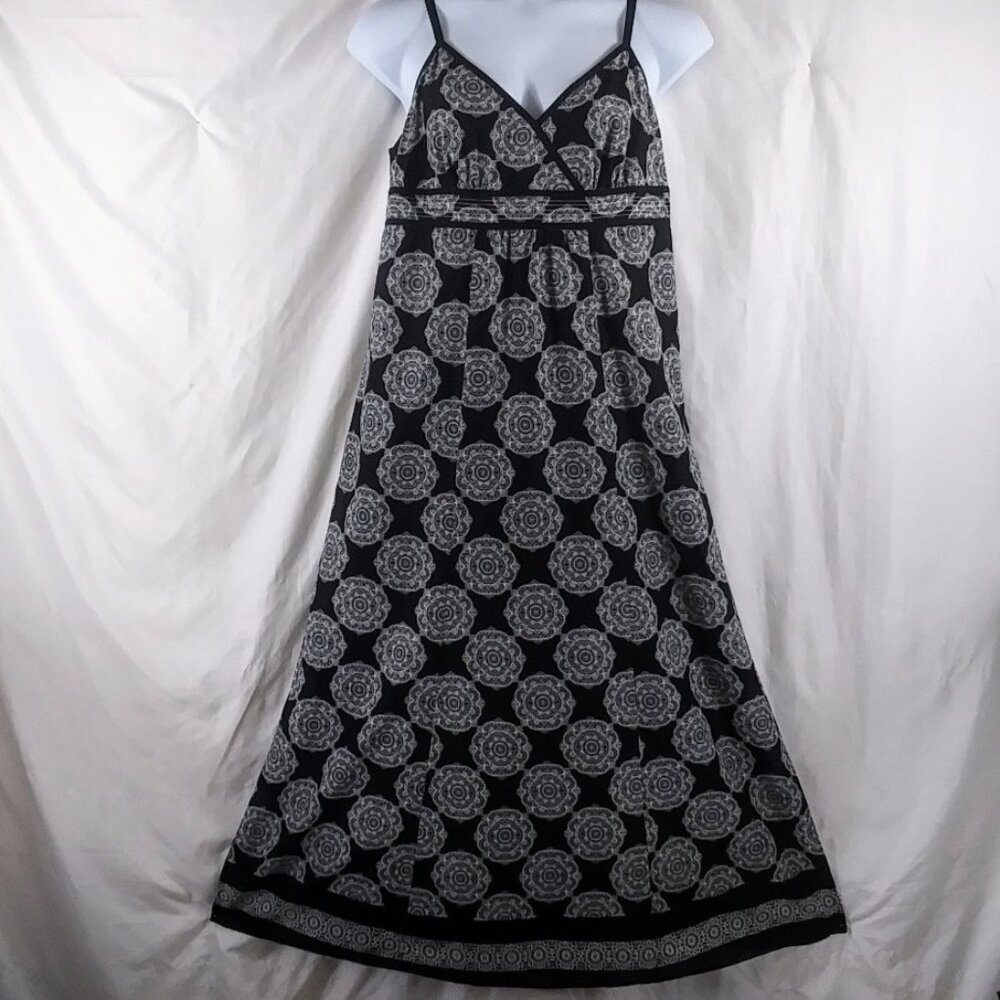 Style & Co. Women's Black &White Geometric Summer Smocked Midi Dress Size 16